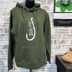 Zero gravitee Green Hoodie with 'Bite Me' Design adult small